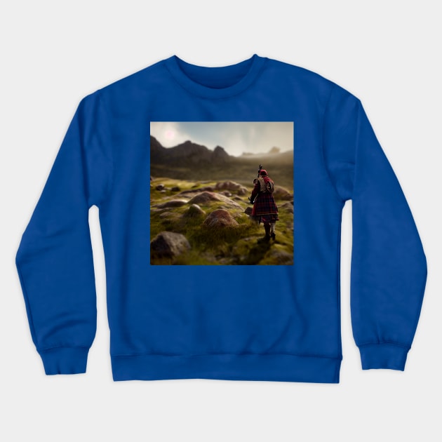 Scottish Highlander in Clan Tartan Crewneck Sweatshirt by Grassroots Green